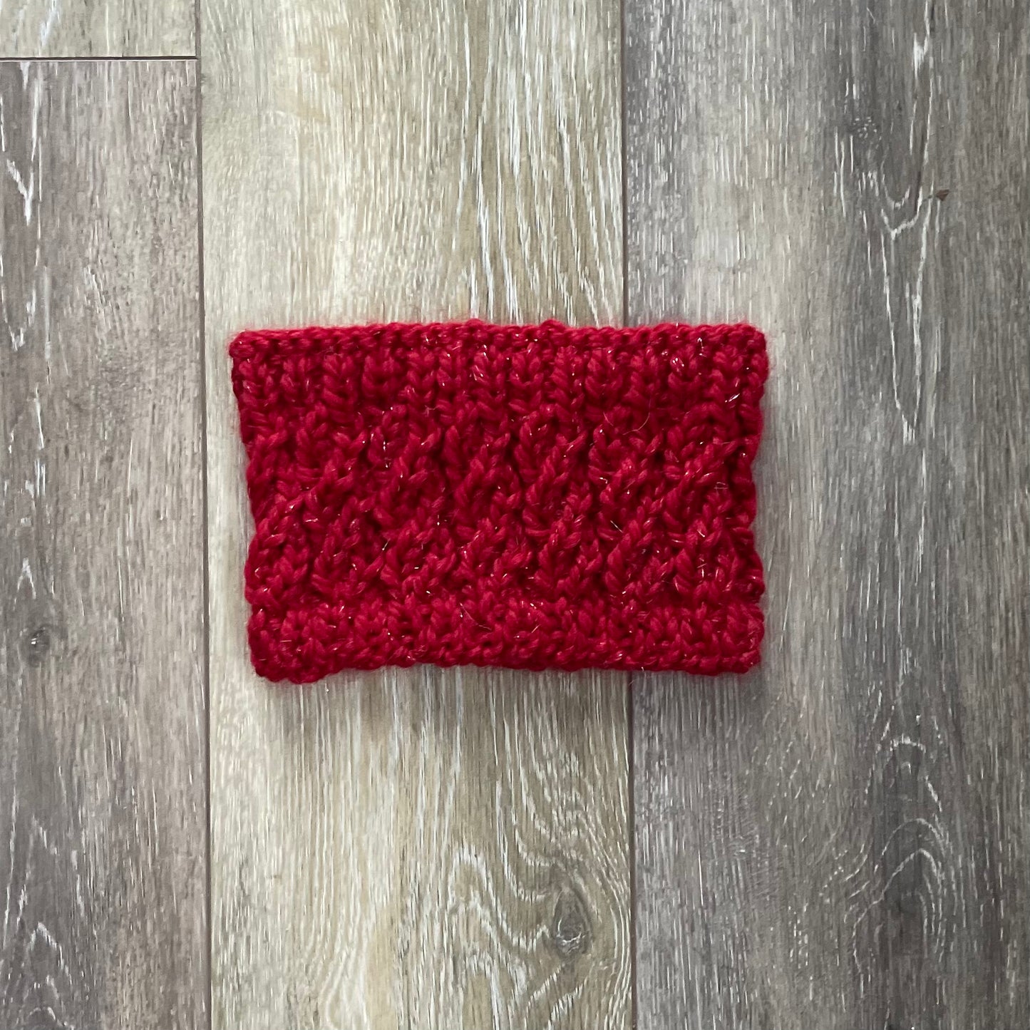 Winter Headband, Hand Knit, Baby Alpaca Red Twist