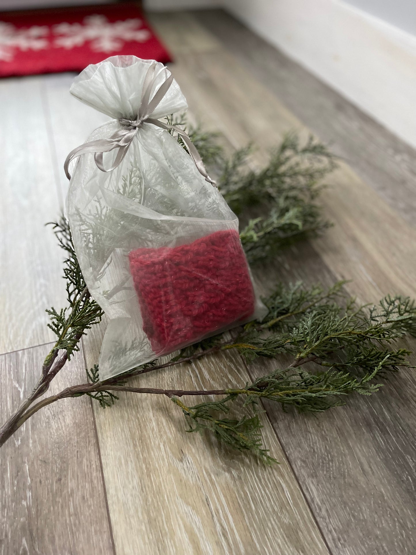 Winter Headband, Hand Knit, Baby Alpaca Red Twist
