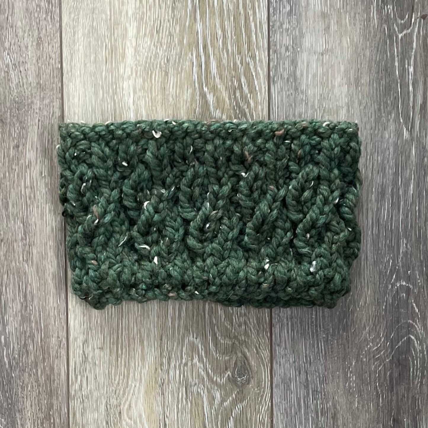 Winter Headband, Hand Knit, Pine Green Twist