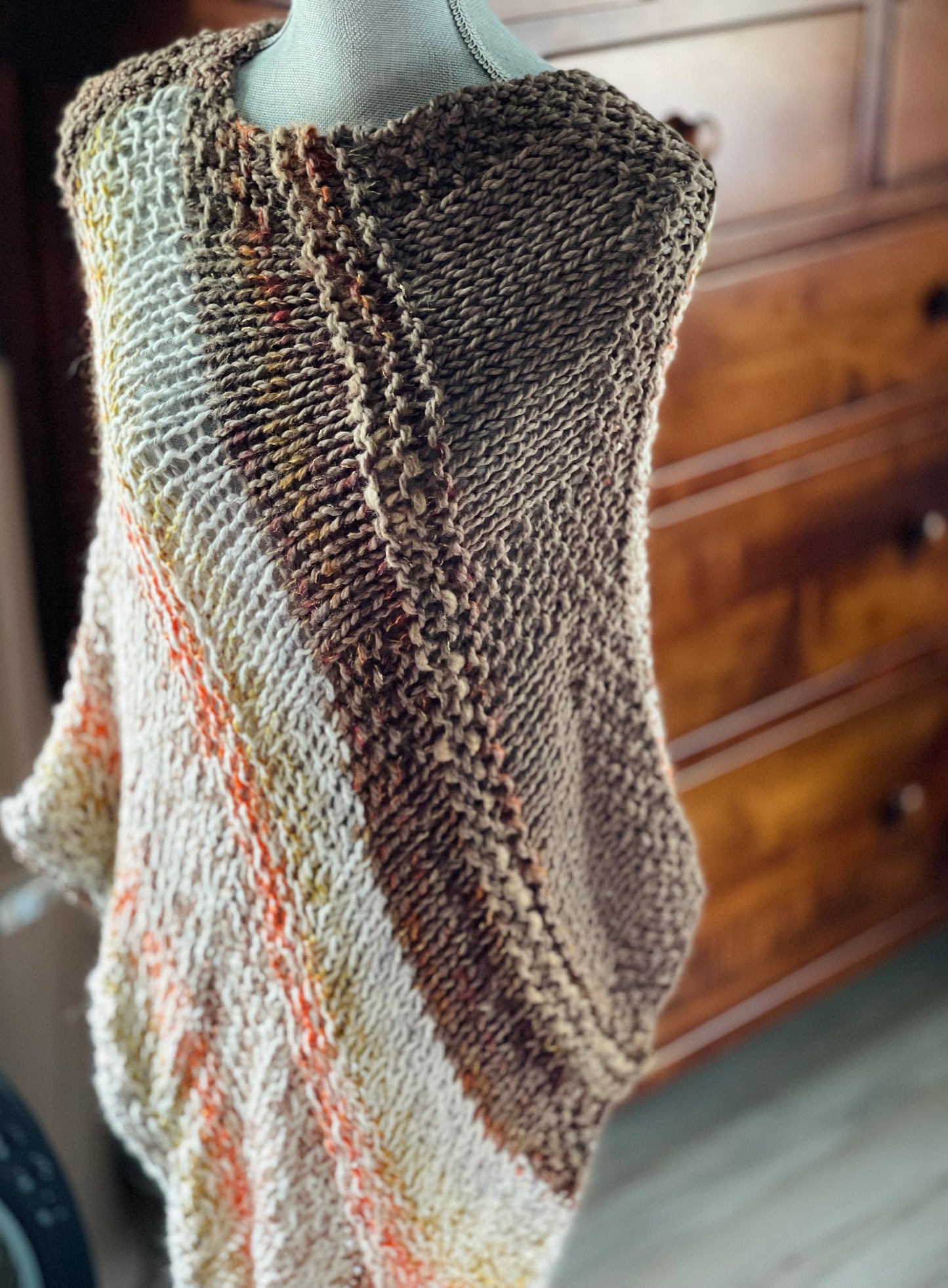 Poncho Hand Knit in Earthy Tones