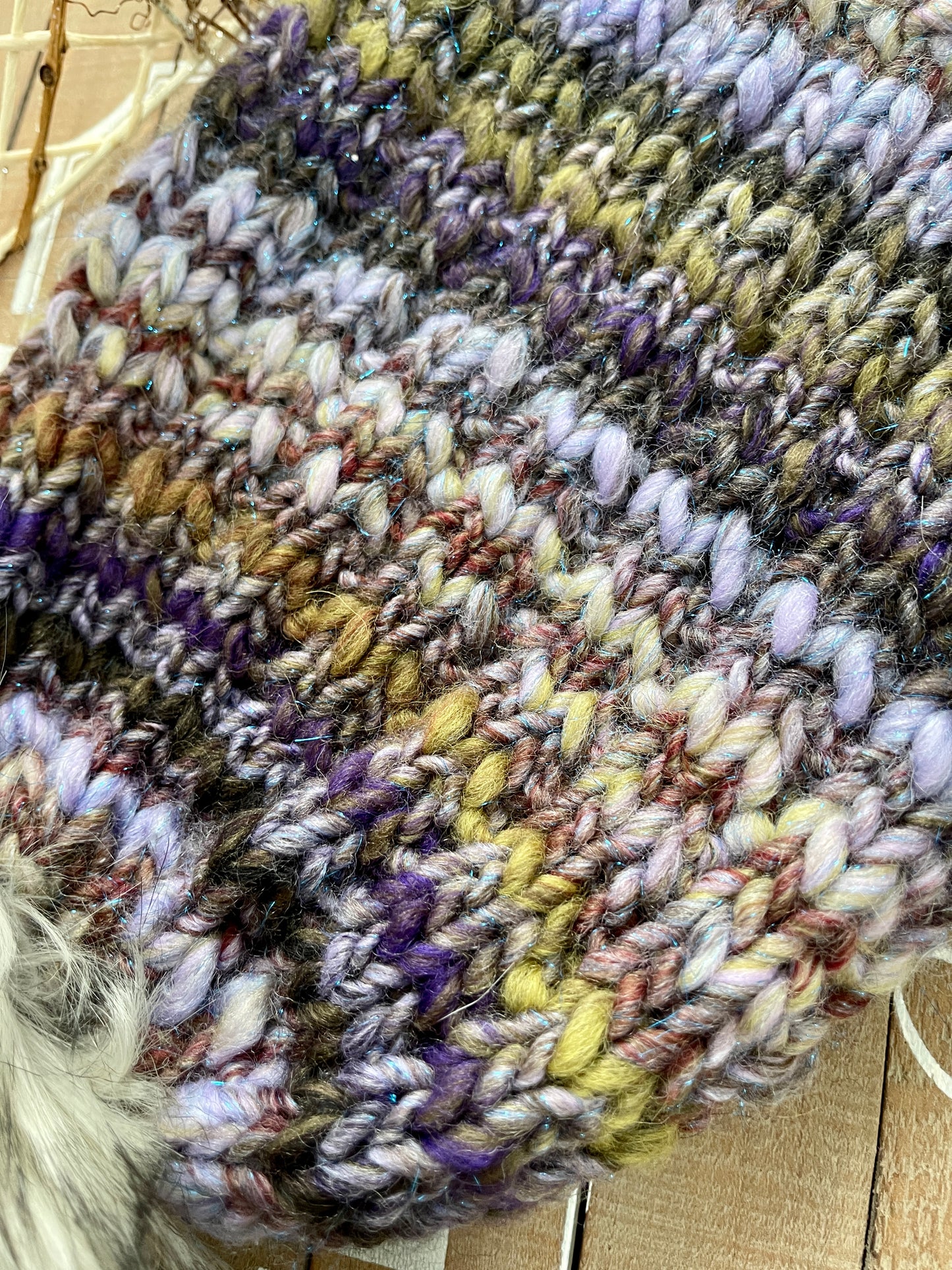 Winter Hat Slouchy Beanie with Faux Fur Pom