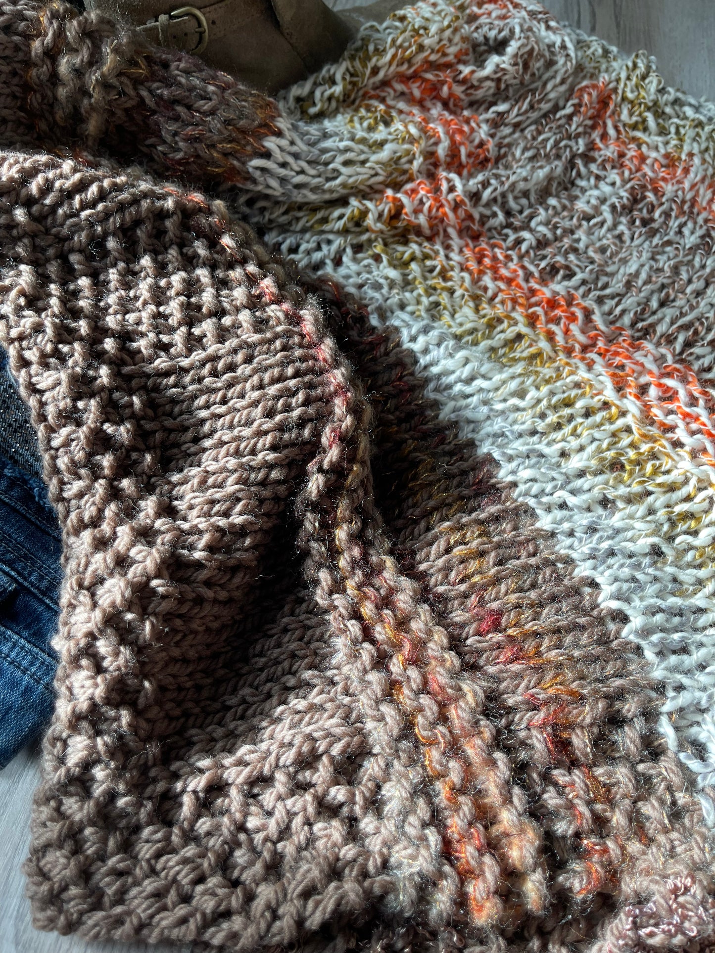 Poncho Hand Knit in Earthy Tones