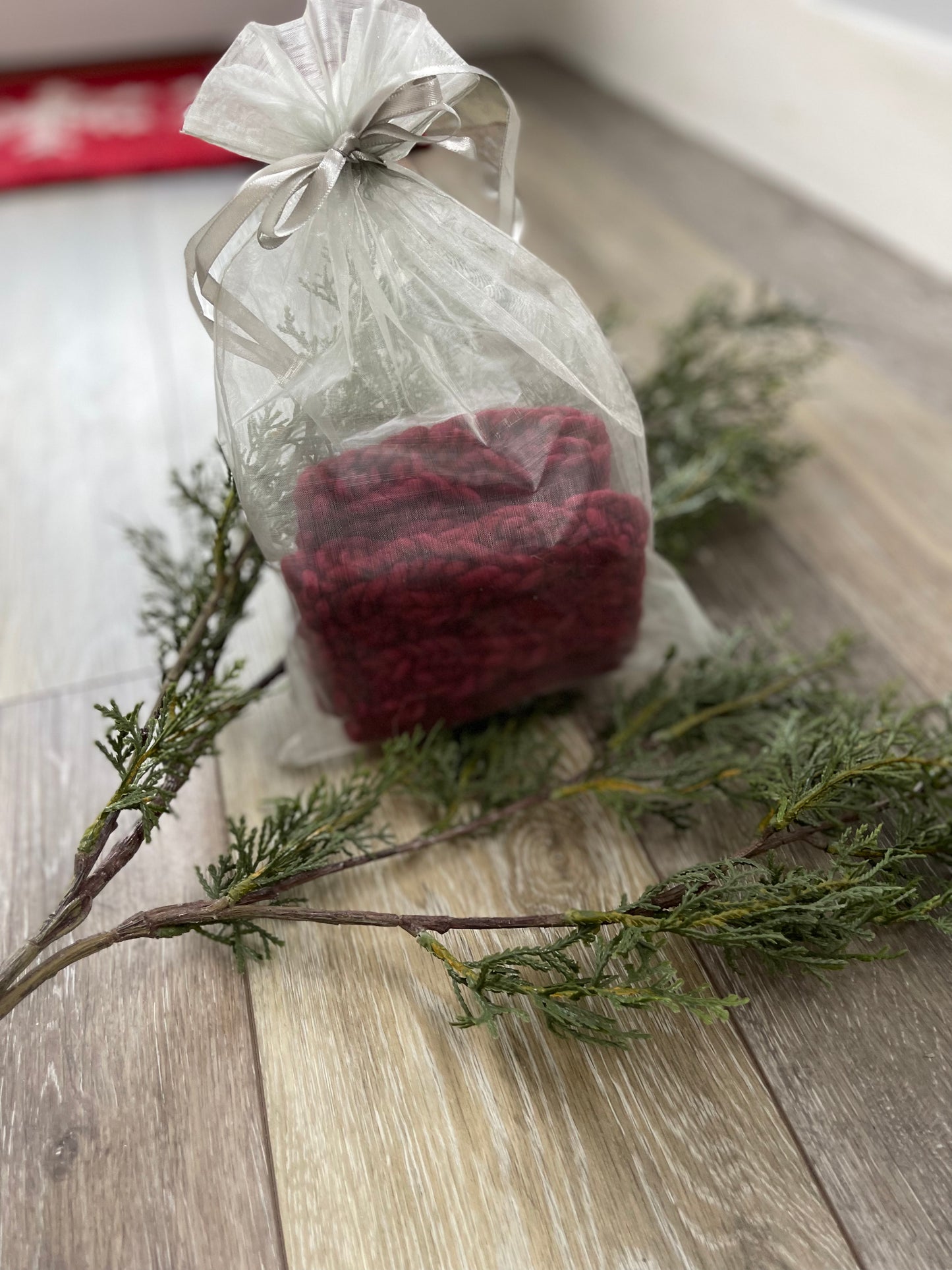 Winter Headband, Hand Knit, Cranberry Twist