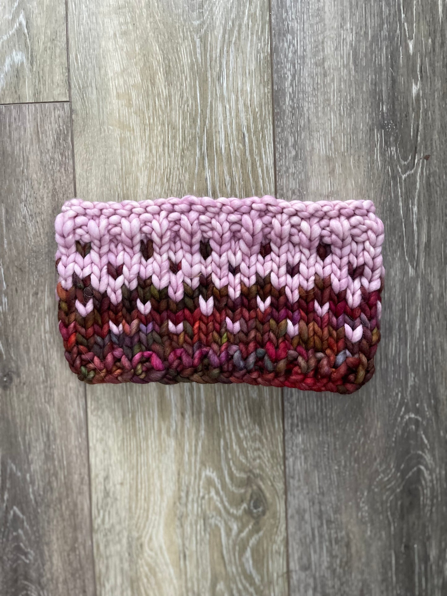 Winter Headband, Hand Knit, Pink and Multi Colored Fair Isle