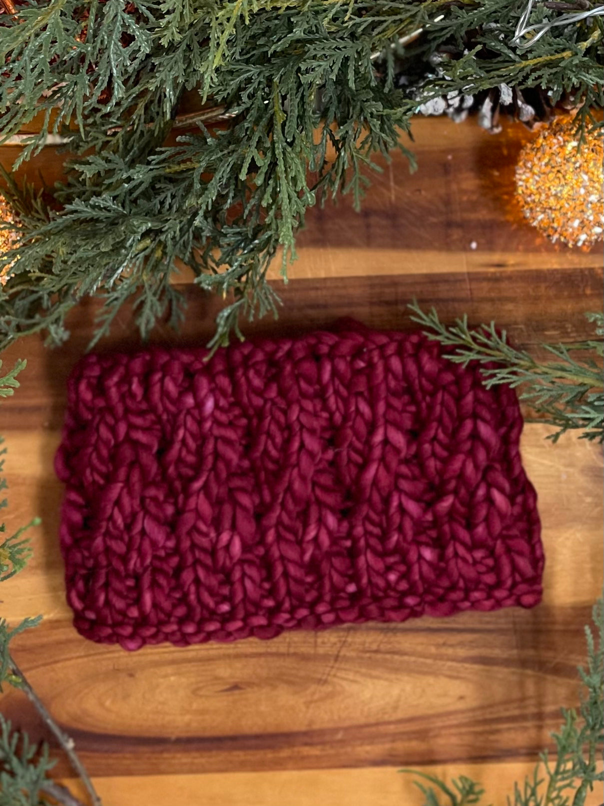 Winter Headband, Hand Knit, Cranberry Twist