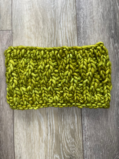 Winter Headband, Hand Knit, Green Twist