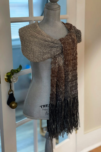 Hand Knit Winter Scarf, or Shawl, Sparkle