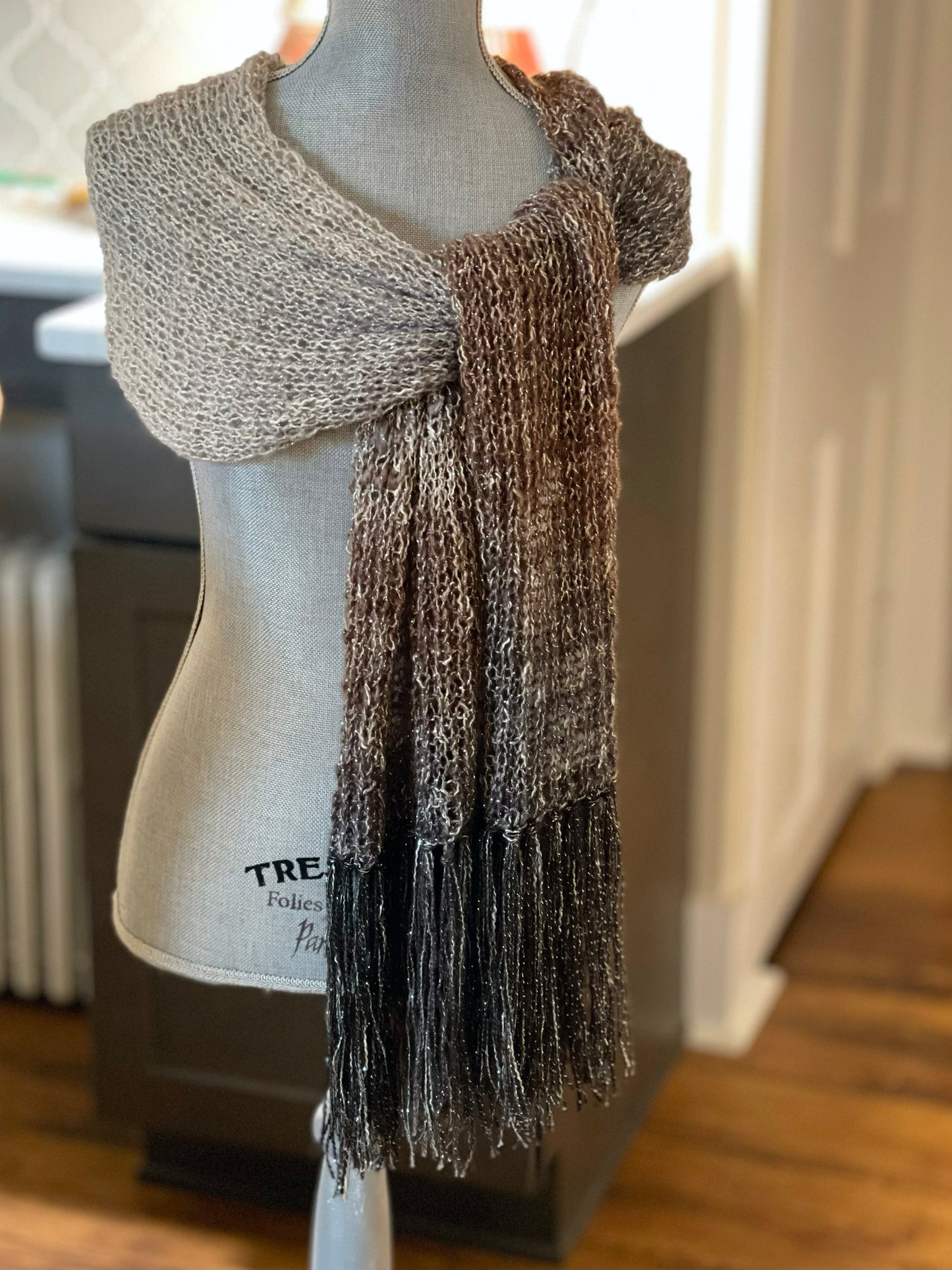 Hand Knit Winter Scarf, or Shawl, Sparkle