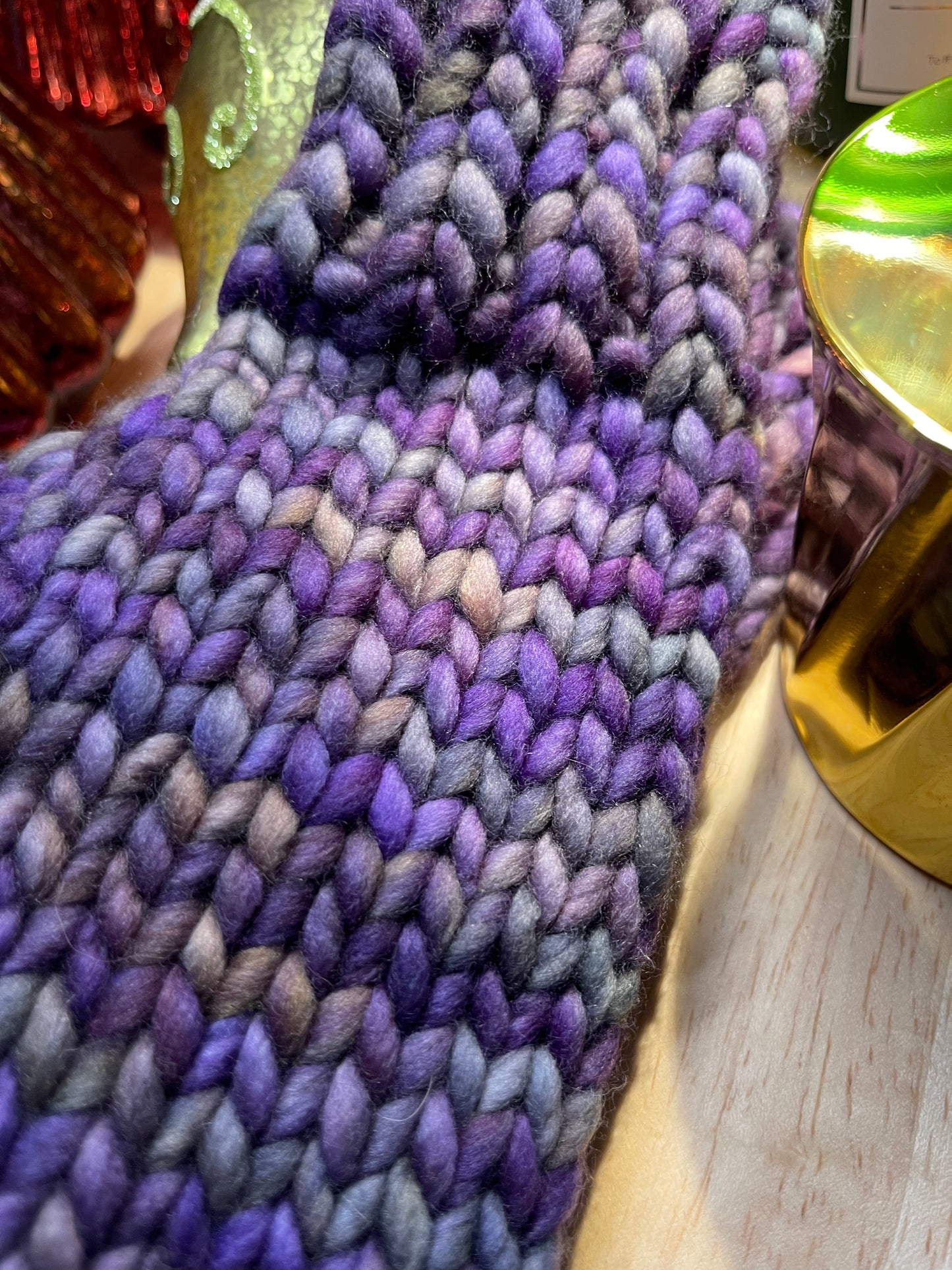 Fingerless Gloves, Hand Knit Purple