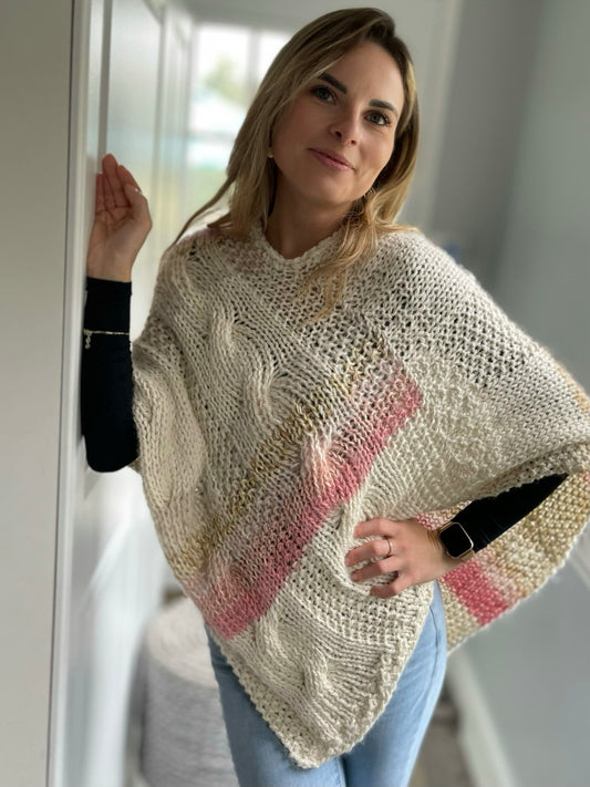 Cable Knit Poncho in Luxury Yarns