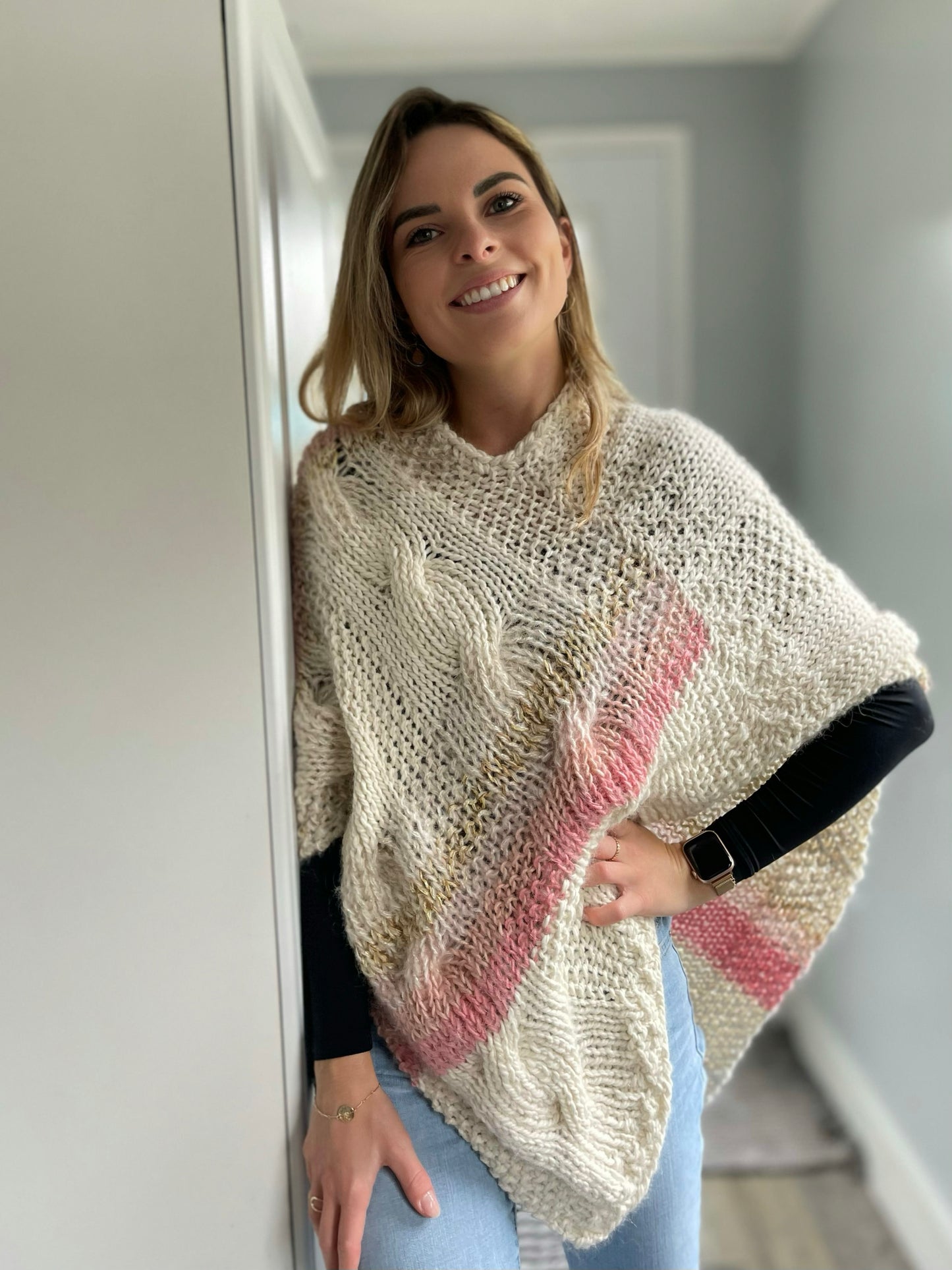 Cable Knit Poncho in Luxury Yarns