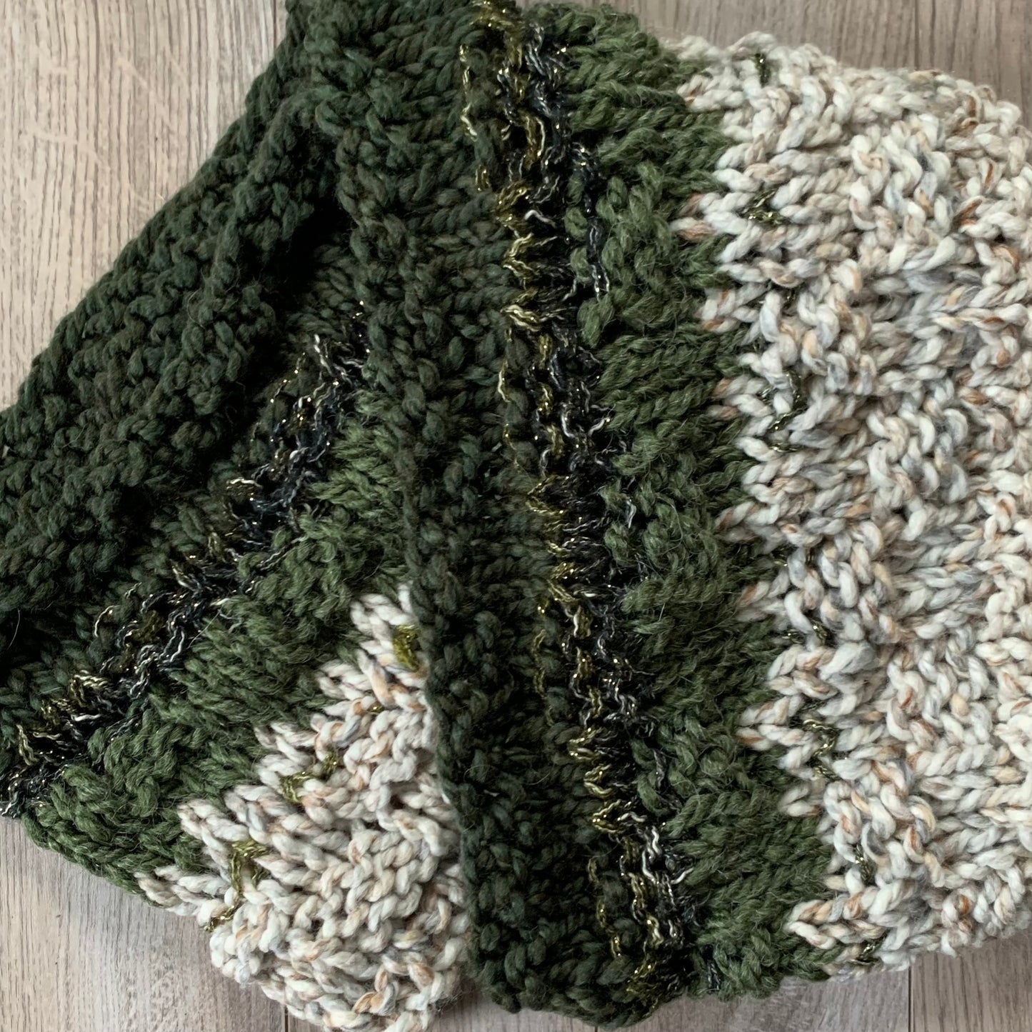 Evergreen Hand Knit Infinity Scarf