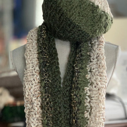 Evergreen Hand Knit Infinity Scarf