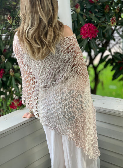 Cotton Poncho, Shawl, Beach Cover-up