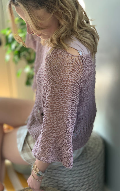 Cotton Sweater, Summer Top, Hand Knit