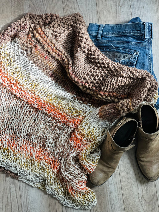 Poncho Hand Knit in Earthy Tones