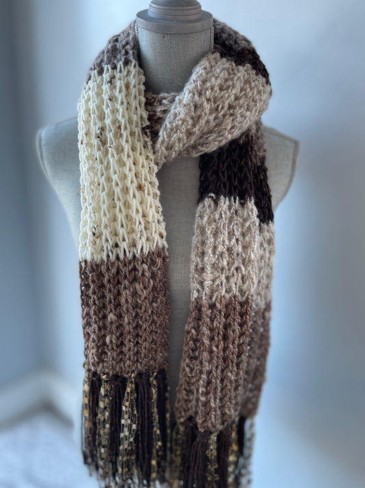 Hand Knit Winter Scarf, Extra Long