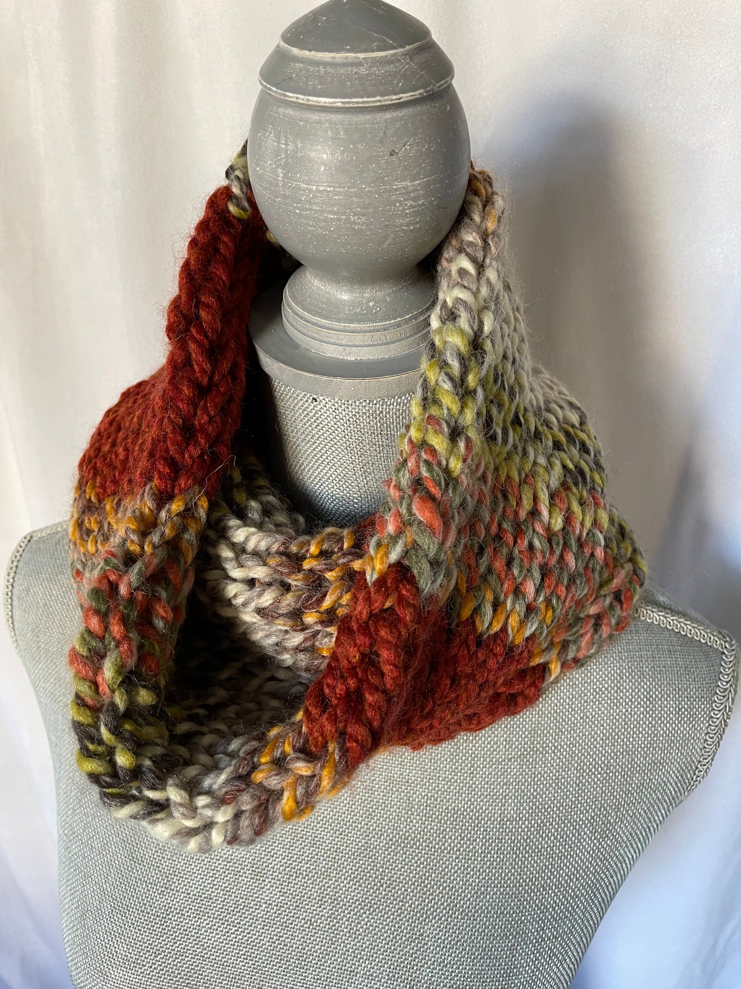 Cowl Hand Knit, Chunky Knit Fall Colors