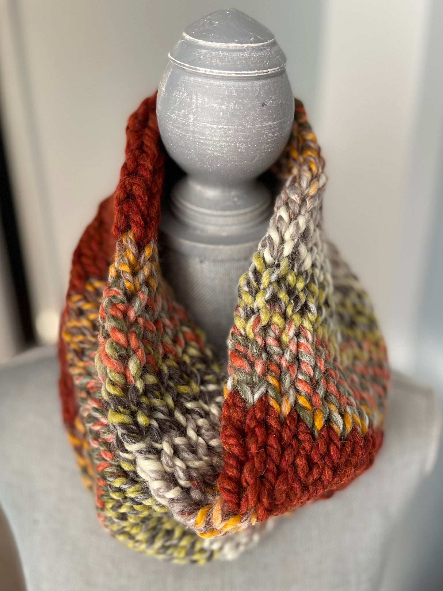 Cowl Hand Knit, Chunky Knit Fall Colors